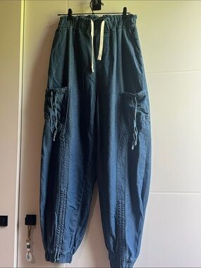 Women's Denim Cargo Jogger Pants - Blue